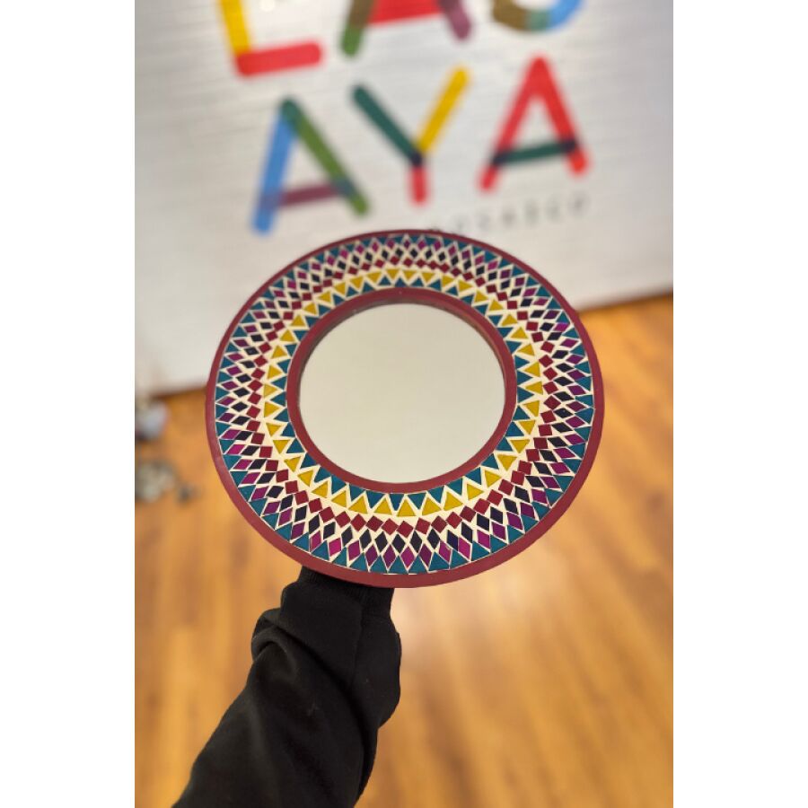 Espejo de Madera Redondo - Mosaico en Casa