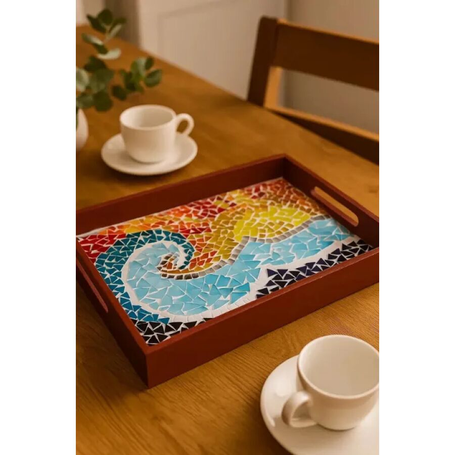 Taller Mosaico Bandeja de Madera